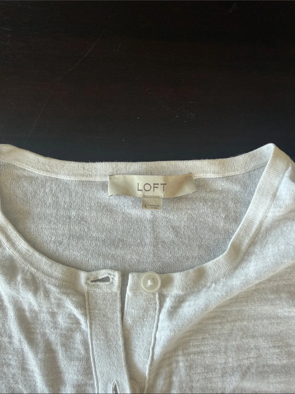 LOFT Soft White Henley Cardigan - Picture 2 of 7